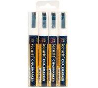 Securit Marqueur craie Illumigraph pointe biseautée 6 mm blanc – Lot de 4