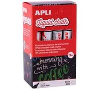 APLI – Marqueur craie liquide effaçable 015043 – Pointe ronde 5,5 mm – Blanc, 12 pièces