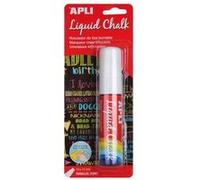 APLI Marqueur craie liquide 13960 – blanc effaçable, pointe biseautée 10 x 15 mm