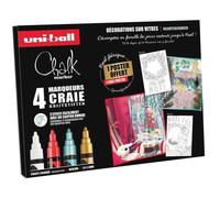 Marqueur craie - UNI-BALL - Chalk marker - Coffret Noël tradition - 4 pièces - Effaçable