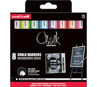 marqueur craie uni-ball Chalk marker PWE5M/8 PF Étui de 8 couleurs assorties