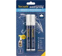 Marqueur craie waterproof, épaisseur : 2-6 mm, blanc, lot de 2
