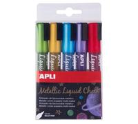 Marqueur Craies Couleurs Assorties Chalk Métalisée Pointe Ronde 5 Pièces - Apli Agipa