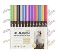 Marqueur de contour - Marqueurs de contour pour | Marqueurs de dessin avec stylo à paillettes de 8 couleurs/12 couleurs/24 couleurs | Marqueurs à paillettes, stylos brillants pour C