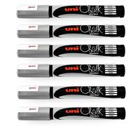Marqueur De Craie Uni-Ball PWE-5M Pointe Bullet 1,8-2,5mm Argent Paquet De 6