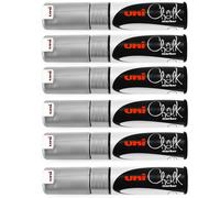 Marqueur De Craie Uni-Ball PWE-8K À Pointe Biseau 8,0mm Argent Paquet De 6