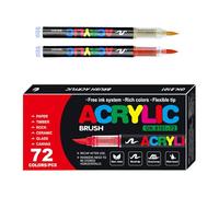 Marqueur De Peinture Acrylique Imperméable - Marqueur De Peinture Acrylique, Stylo De Peinture À Pointe Souple | Stylos Acrylique Pour Pinceaux À Pinceau Doux Ensemble De Stylos, Parfait Pour Dessiner