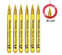 Marqueur De Peinture Permanente Étanche En Métal,4 À 8 Pièces,Blanc,Or,Argent,Brosse,Artisanat,Moule En Résine,Stylo,Fournitures De Peinture Artistique - Type Brush Gold 6pcs