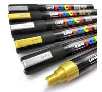 Marqueur De Peinture Uni-Ball Posca PC-5M Or Et Argent Ensemble De 6