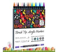 Marqueur de textiles, marqueurs de peinture acrylique, marqueurs à peinture imperméables à double pointe pour les âges et niveaux Marqueurs acryliques bicolore pour citrouille, pierre, toile