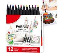 Marqueur de tissu - 12/24 marqueurs de peinture pour tissu de couleur pour art textile | Stylos lavables avec pointe fine, sac fourre-tout en céramique, graffiti, nappe de linge pour la maison et