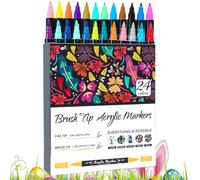Marqueur de tissu, stylos à peinture acrylique | Marqueurs de peinture imperméables à double pointe pour les âges et les niveaux - Fournitures d'artisanat d'art double couleur pour la peinture sur roc