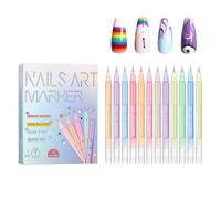 Marqueur de vernis à ongles - 12 couleurs - Stylo à dessin imperméable - Pour débutants, adolescents et filles - Pour salon de manucure, fêtes et projets d'exercices