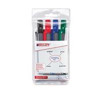 Marqueur edding e12 tableau blanc rétractable rechargeable pointe ogive 1.5/3mm effaçable à sec pochette 4 unités