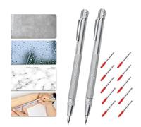 Marqueur en métal | 2 outils de coupe et de marquage | Avec 10 pointes de rechange et crayon de charpentier avec 10 pointes de rechange, pour la découpe de carreaux de pierre