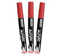 Marqueur Feutre Rouge 2,5 mm - Marqueur Permanent Rouge Peinture Acrylique, Indélébile, Medium, Aquarelle, Séchage rapide (lot de 3)