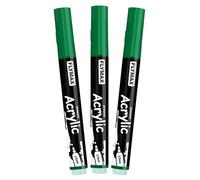 Marqueur Feutre Vert 2,5 mm - Marqueur Permanent Vert Peinture Acrylique, Indélébile, Medium, Aquarelle, Séchage rapide (lot de 3)