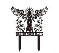 Marqueur funéraire avec iconographie d'ange et message intemporel pour parcelles de cimetière et zones de jardin réfléchissantes