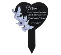 Marqueur funéraire en métal en forme de cœur - Grandes plaques étanches pour cimetière, décoration de jardin, cour, jardin, « In Loving Memory Miss You for Mom Dad »