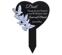 Marqueur funéraire en métal en forme de cœur - Grandes plaques étanches pour cimetière, décoration de jardin, cour, jardin, « In Loving Memory Miss You for Mom Dad »