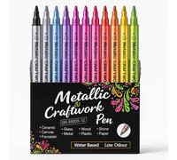 Marqueur Métallique, 12 Couleurs De 2,0 Mm. Convient Pour Les Albums Photos, Les Livres D'or, La Pierre, Le Verre, Le Bois, La Céramique, Noël, Halloween, Les Travaux Manuels De Pâques