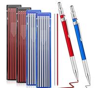 Marqueur métallique avec taille-crayon pour le marquage de précision sur l'acier, la tôle, le travail du bois, le soudage et la fabrication dans les environnements industriels (2 stylos et 4 boîtes de