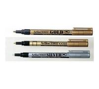 Artline 46167 Marqueur pointe fine économique 1,2 mm permanent tous supports corps métal encre pigmentée résiste eau 1,2 mm Or Assorties