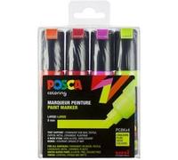 Uni Mitsubishi Pencil – Marqueur POSCA 182605 – Pointe large biseautée – Lot de 4 néon