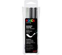 Posca Set de 3 marqueurs PC350 pointe pinceau – 2 noirs, 1 blanc