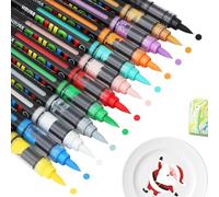 Marqueur Peinture Acrylique 12 Couleurs Feutre Porcelaine Crayon Acrylique Marqueur Peinture Feutre Peinture sur Verre et Feutres pour Céramique pour DIY Feutres pour Tasses Décoration Noël