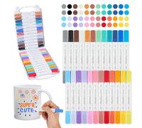 Marqueur Peinture Acrylique, 24 Couleurs Porcelaine Permanent Lave Vaisselle, Feutre Acrylique avec Embout Pinceau Flexible, Acryliques Imperméables pour La Peinture Sur Roche, Céramique, Bois