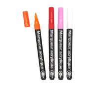Marqueur Peinture Acrylique Extra-Fin Couleurs Chaudes 4 Pièces