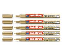 edding 751 Marqueur peinture brillante - or - 1 feutre peinture brillante - pointe ronde 1-2mm - pour dessin, coloriage, scrapbooking - étanche, très opaque