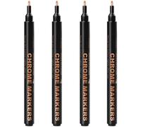 Marqueur Peinture Chrome | Lot de 4 Stylos Haute Brillance Pointe Fine Imperméables,Marqueur Chrome Liquide pour Peinture de Bijoux DIY,Pour Métal Miroir Bois Roche Cuir Bijoux Modèles et Artisanat