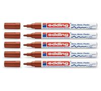 edding 751 Marqueur peinture brillante - marron - 1 feutre peinture brillante - pointe ronde 1-2mm - pour dessin, coloriage, scrapbooking - étanche, très opaque, Unité
