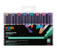Marqueur peinture indélébile - POSCA - PC-8K - Lot de 8 pièces - Pointe biseautée large - Largeur de tracé 8 mm