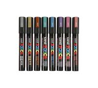 Marqueur peinture POSCA - UNI-BALL - PC-5M - Étui de 8 assortis - Largeur de tracé 1 8-2 5 mm - Indélébile - Inodore