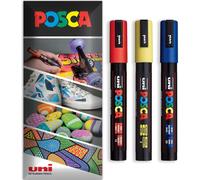 Marqueur Permanent À Base D'eau - Utilisation Multi-Surfaces - Pc-5m - Lot De 3 Stylos Dans Un Étui (Rouge, Jaune, Bleu)[Z1702]
