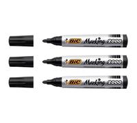 Marqueur Permanent BIC MARKING 2000 - Lot de 3 - Pointe Ogive Large - Noir