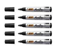 Marqueur Permanent - BIC - MARKING 2000 - Pointe Ogive Large - Lot de 5 - Noir