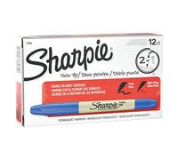 Marqueur permanent double pointe, pointe fine/ultra fine, bleu, douzaine