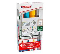 Marqueur permanent Eddind E 385 pointe pinceau flexible 1 à 5 mm - Pochette de 4