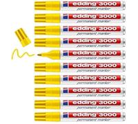 Marqueur Permanent - Edding - 3000 - Jaune - 10 Stylos - Pointe Ronde 1,5-3 Mm