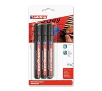 edding Marqueur permanent 330 – Noir, pointe biseautée 1–5 mm, sèche vite – Lot de 3