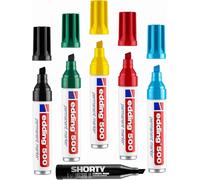 Marqueur Permanent Edding 500 Couleurs De Base + Noir ¿ Toutes Les Largeurs De Trait Pour Les Petites Et Grandes Inscriptions, Imperméable, Résistant À L'abrasion, Rechargeable, Durable Grâce Au
