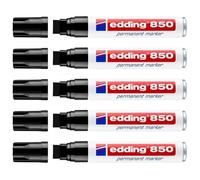 Marqueur Permanent - Edding - 850 - Pointe Large Biseautée - Noir - Lot De 5