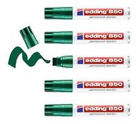 edding Marqueur permanent 850 – Pointe biseautée 5–15 mm, résiste à l'eau – Vert, 5 stylos