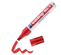 Marqueur permanent edding N° 1 - Rouge - 1 stylo - Pointe biseautée 1-5 mm - Imperméable, résiste à l'effacement, sèche vite - Marqueur petit format - pour carton, plastique, bois, métal, verre