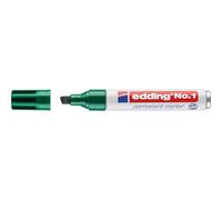 Marqueur permanent edding N° 1 - Vert - 1 stylo - Pointe biseautée 1-5 mm - Imperméable, résiste à l'effacement, sèche vite - Marqueur petit format - pour carton, plastique, bois, métal, verre