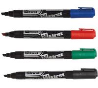 edding 330 Marqueur permanent - noir, rouge, bleu, vert - 4 stylos - pointe biseautée 1-5 mm - sèche vite, résiste à l'eau et aux frottements - pour carton, plastique, bois, métal, verre